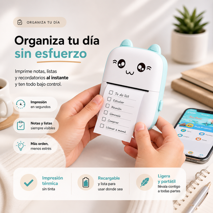 Mini Impresora portatil - Imprime tus ideas al instante, donde quieras.
