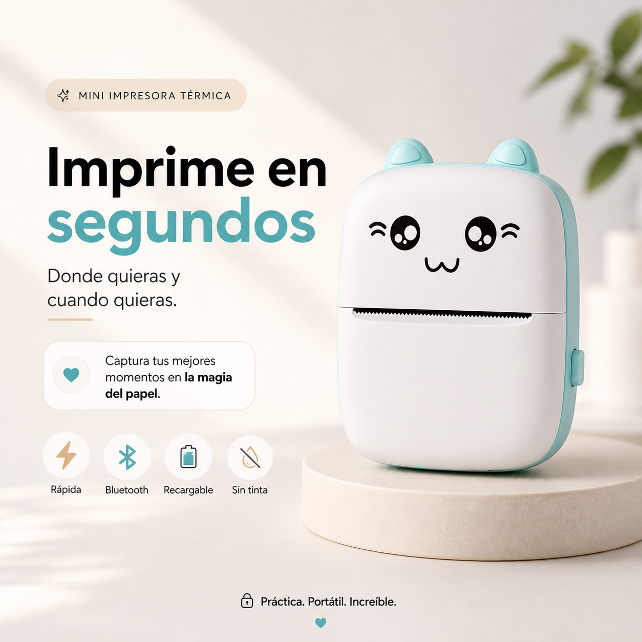 Mini Impresora portatil - Imprime tus ideas al instante, donde quieras.