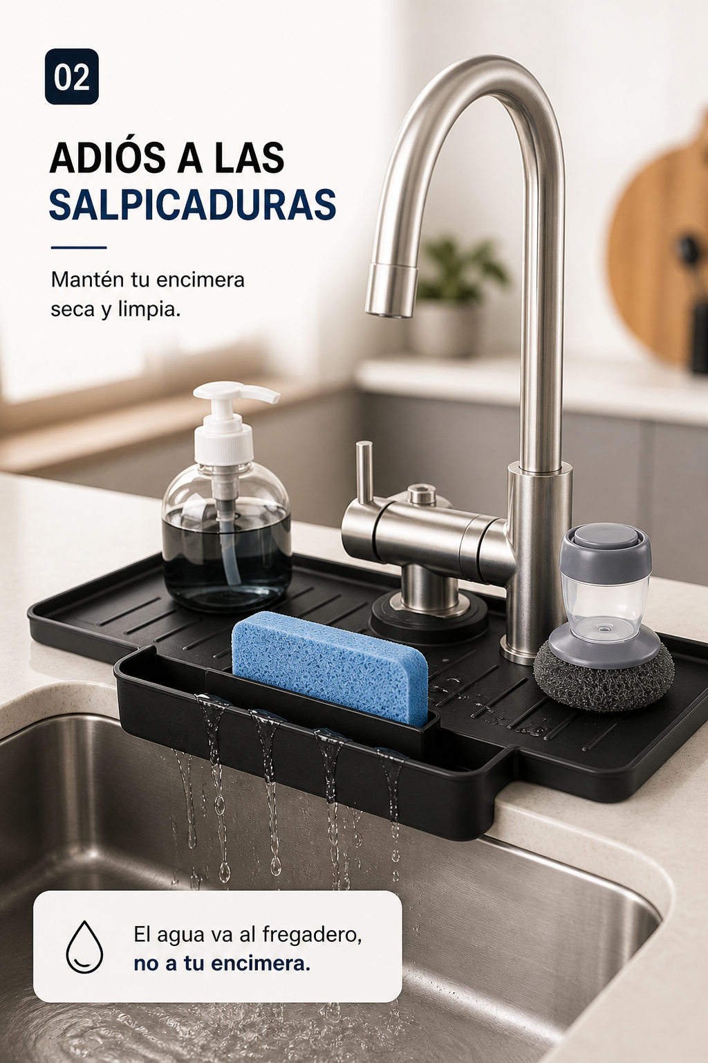 TAPETE GRIFO DE COCINA - Convierte tu fregadero en un espacio limpio y organizado