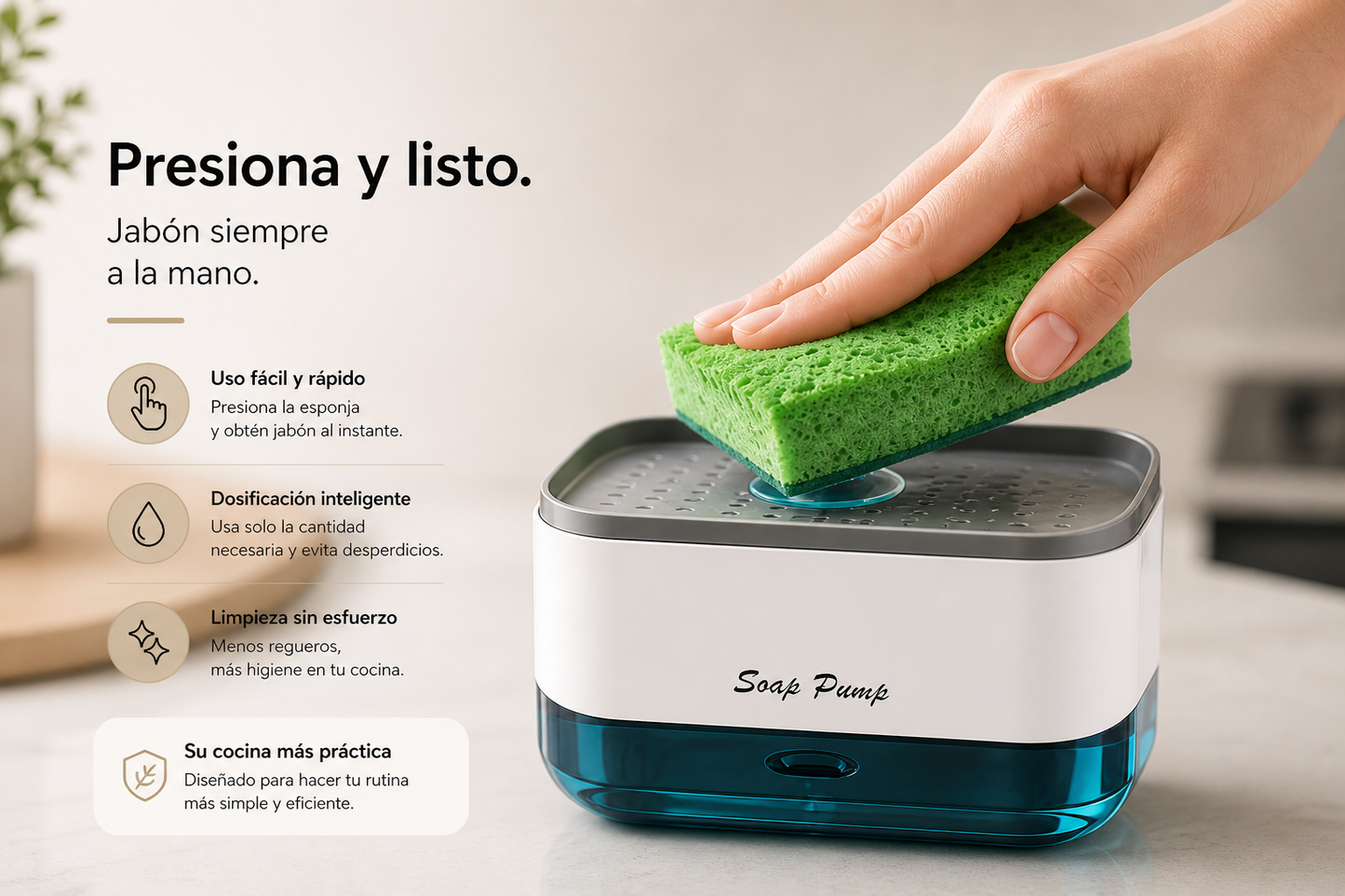 Dispensador De Jabon SINKORA - Todo lo que necesitas para lavar, en un solo lugar