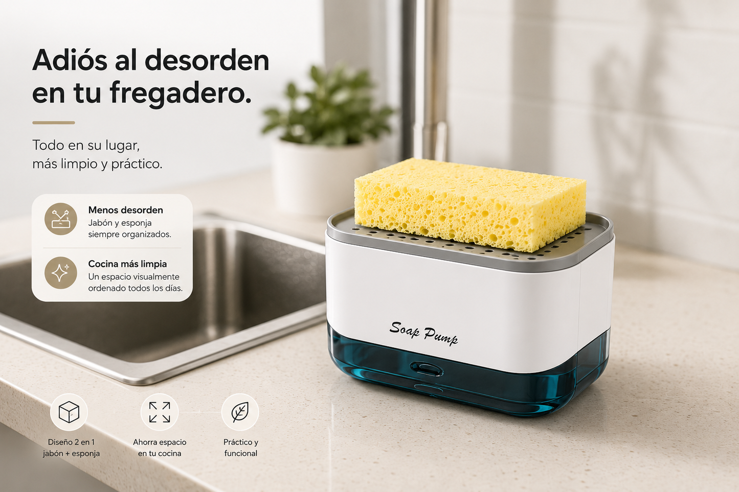 Dispensador De Jabon SINKORA - Todo lo que necesitas para lavar, en un solo lugar