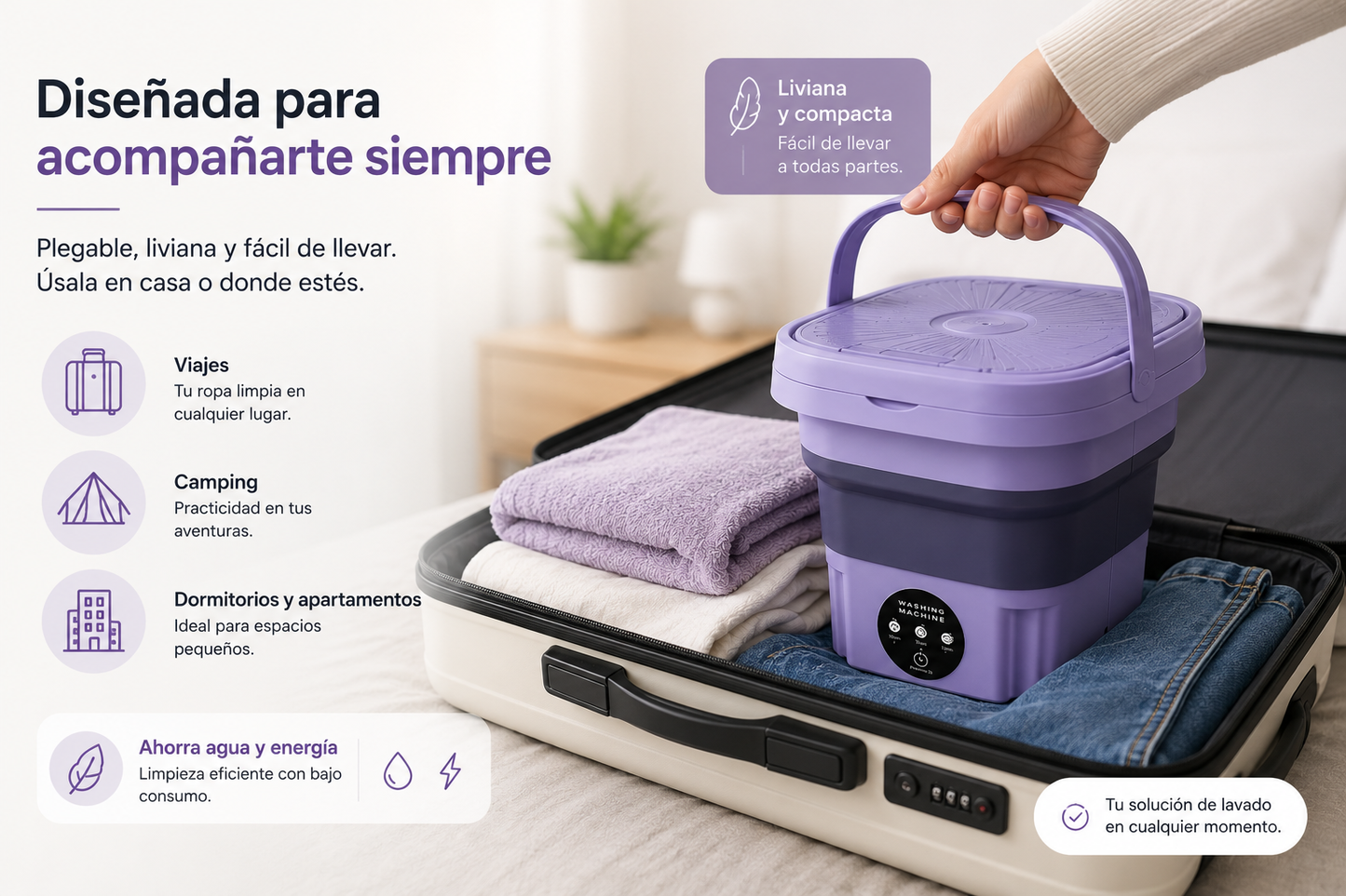 MiniClean - Lava tu ropa esencial en minutos, estés donde estés.