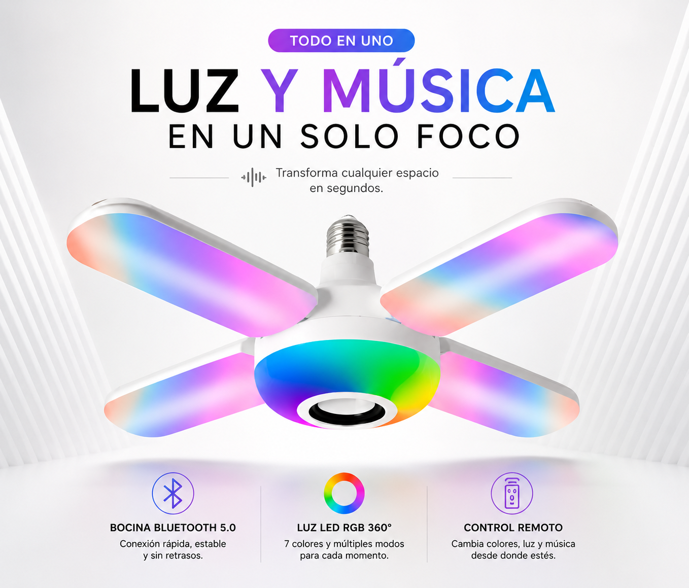 VibraLight - Convierte cualquier espacio en una experiencia de luz y música en segundos.