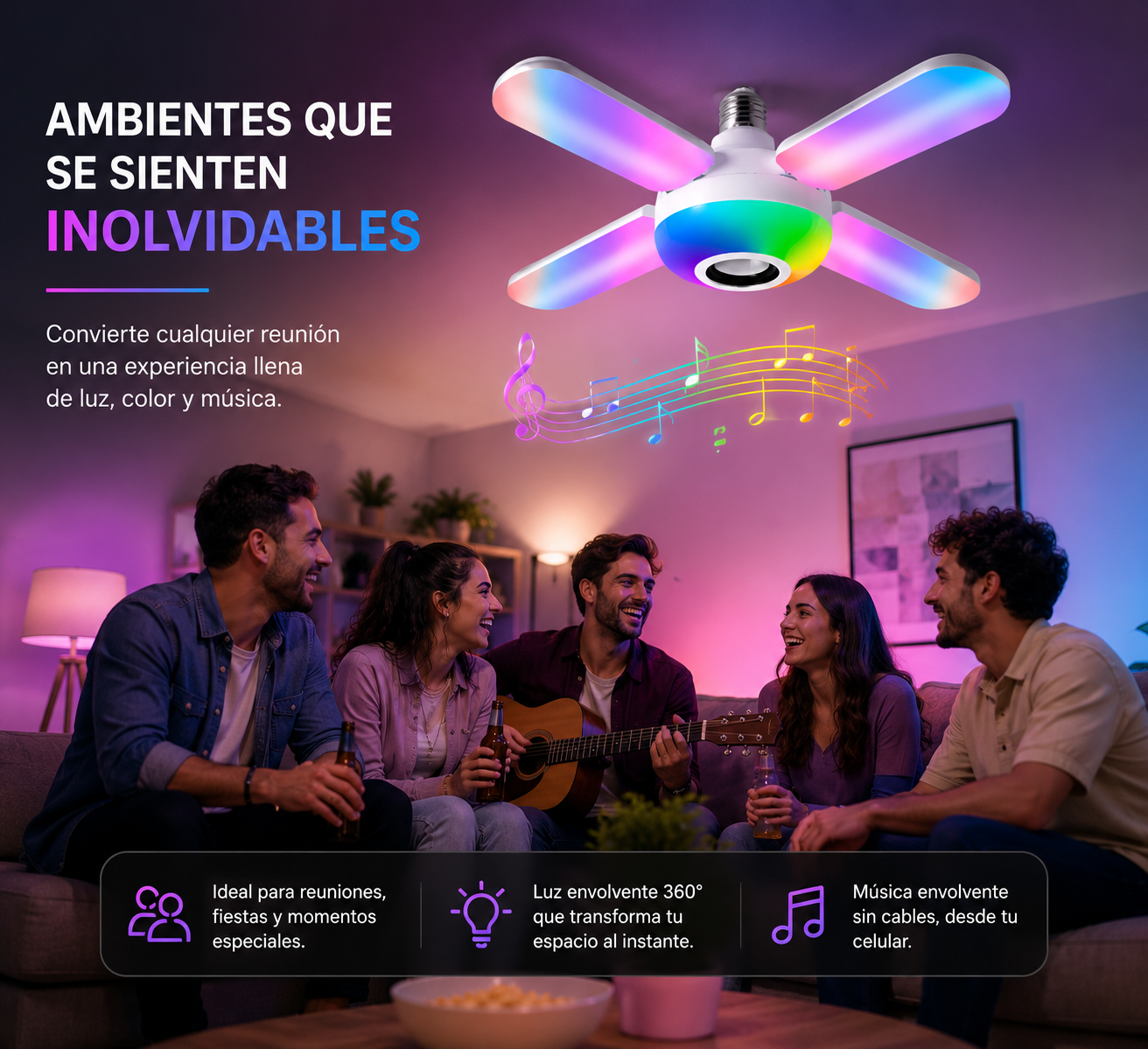 VibraLight - Convierte cualquier espacio en una experiencia de luz y música en segundos.