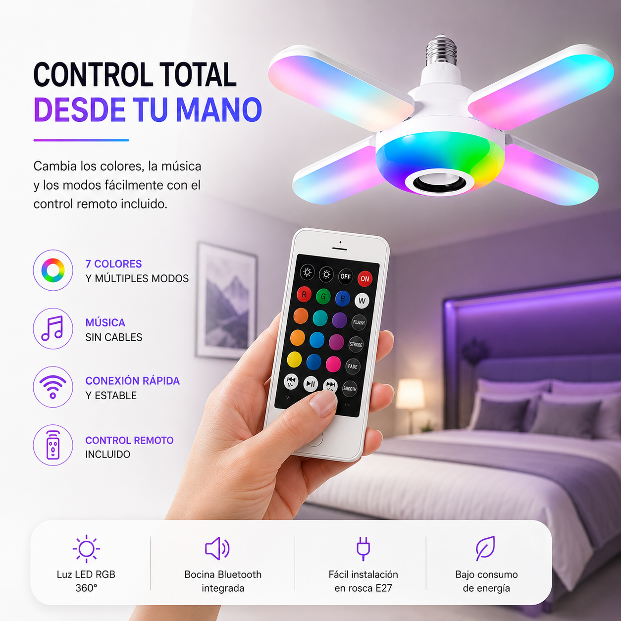 VibraLight - Convierte cualquier espacio en una experiencia de luz y música en segundos.