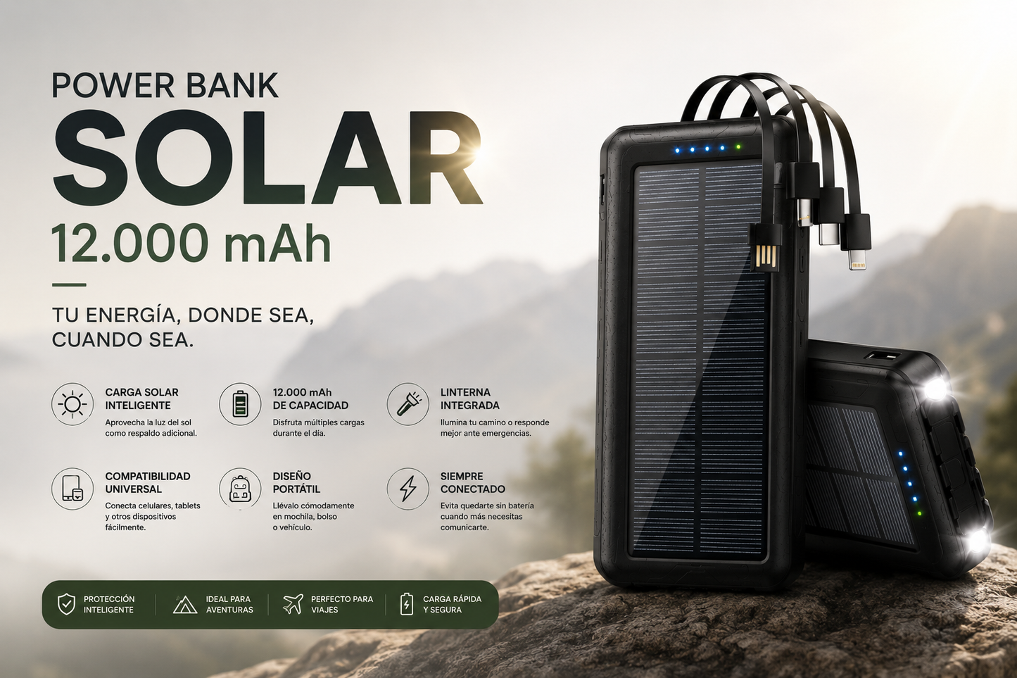 PowerGo Solar - Nunca vuelvas a quedarte sin batería cuando más la necesitas.